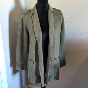 Olive Green Petite Medium Knit Duster Sz PM NWT